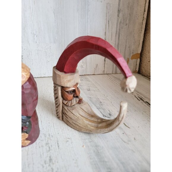 Rustic Crescent Moon Santa Claus vintage home decor Xmas figure set - Picture 3 of 6